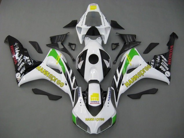 Blanc Vert Jaune Noir Brillant Hannspree Carénage Moto Honda CBR1000RR 2006-2007