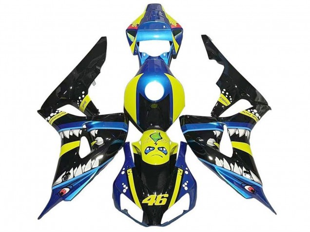 Bleu Jaune Noir Brillant Requin 46 Carénage Moto Honda CBR1000RR 2006-2007