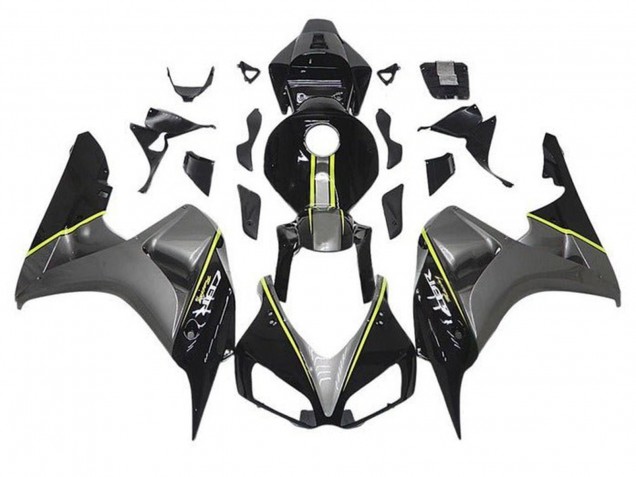 Gris Noir Brillant Jaune Bande Carénage Moto Honda CBR1000RR 2006-2007
