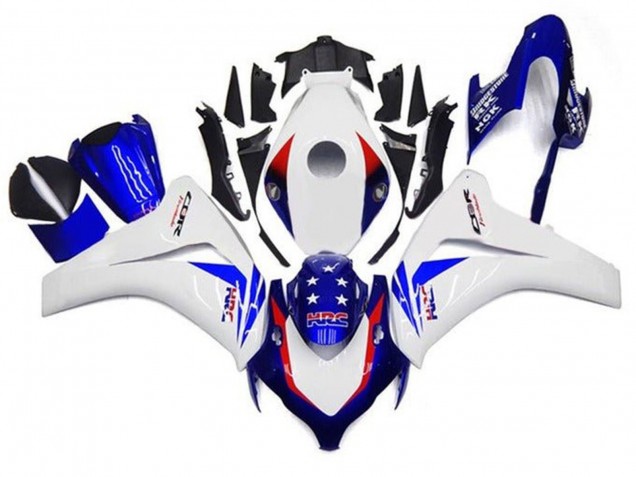 Blanc Rouge Bleu Star HRC Carénage Moto Honda CBR1000RR 2008-2011