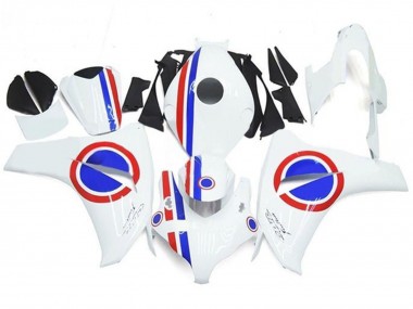 Blanc Rouge Bleu Bande Carénage Moto Honda CBR1000RR 2008-2011 Pas Chère