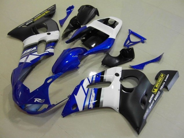 Blanc Bleu Noir Mat Motul Michelin Carénage Moto Yamaha YZF R6 1998-2002