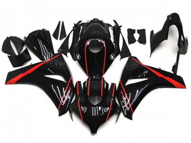 Noir Brillant Rouge Bande Carénage Moto Honda CBR1000RR 2008-2011