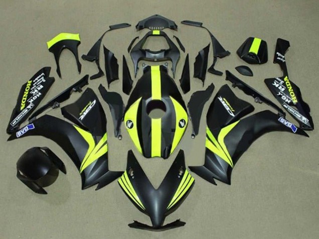 Noir Mat Jaune Bande Carénage Moto Honda CBR1000RR 2012-2016