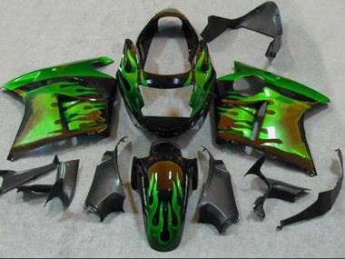Noir Brillant Vert Flamme Carénage Moto Honda CBR1100XX Blackbird 1996-2007 Pas Chère