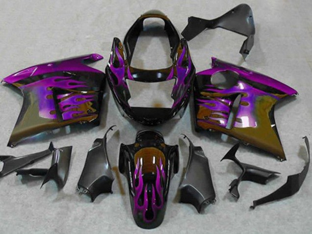 Noir Brillant Violet Flamme Carénage Moto Honda CBR1100XX Blackbird 1996-2007