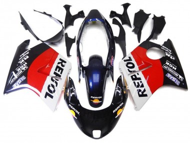 Rouge Blanc Bleu Noir Brillant Repsol Carénage Moto Honda CBR1100XX Blackbird 1996-2007 Pas Chère