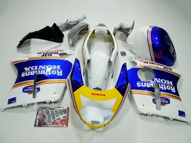 Blanc Bleu Jaune Rothmans Carénage Moto Honda CBR1100XX Blackbird 1996-2007