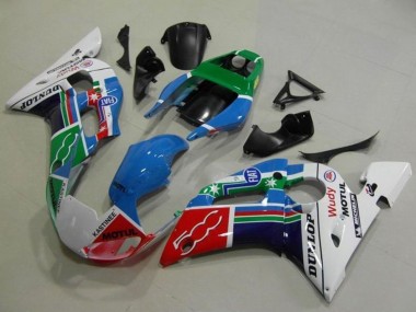 Blanc Bleu Vert Rouge Fiat Motul Michelin Dunlop Carénage Moto Yamaha YZF R6 1998-2002 Pas Chère