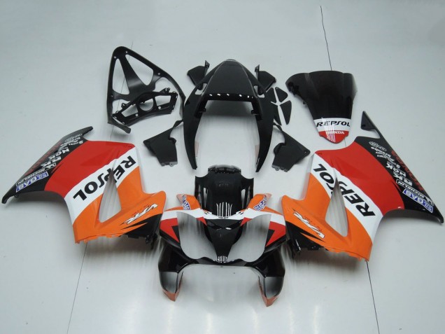 Orange Blanc Rouge Noir Brillant Repsol Carénage Moto Honda VFR 800 2002-2013