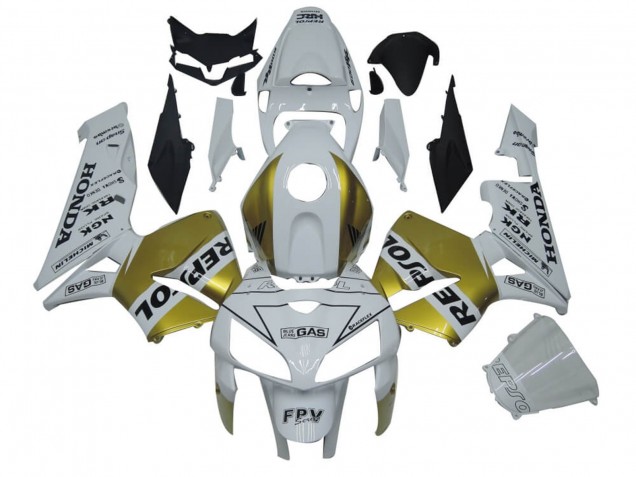 Blanc Or Repsol Carénage Moto Honda CBR600RR 2005-2006