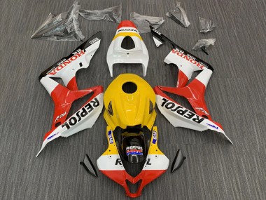 Jaune Blanc Rouge Noir Brillant Repsol HRC Carénage Moto Honda CBR600RR 2007-2008 Pas Chère