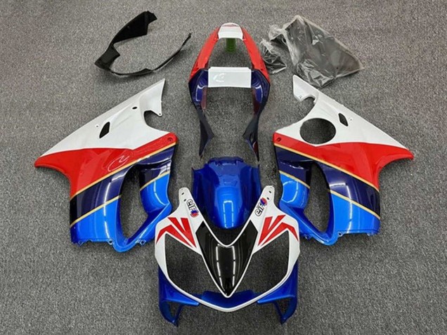 Blanc Rouge Bleu Bleu Foncé Carénage Moto Honda CBR600 F4i 2001-2003