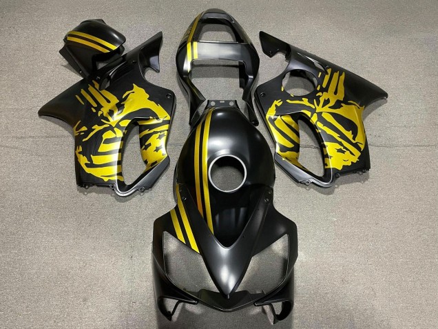 Or Noir Mat Crâne Carénage Moto Honda CBR600 F4i 2001-2003