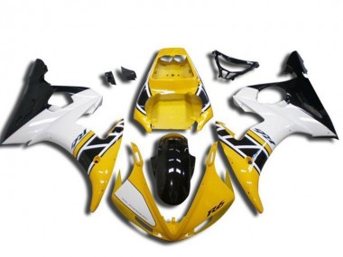Jaune Blanc Noir Brillant Carénages Moto Yamaha YZF R6 2003-2004 Pas Chère