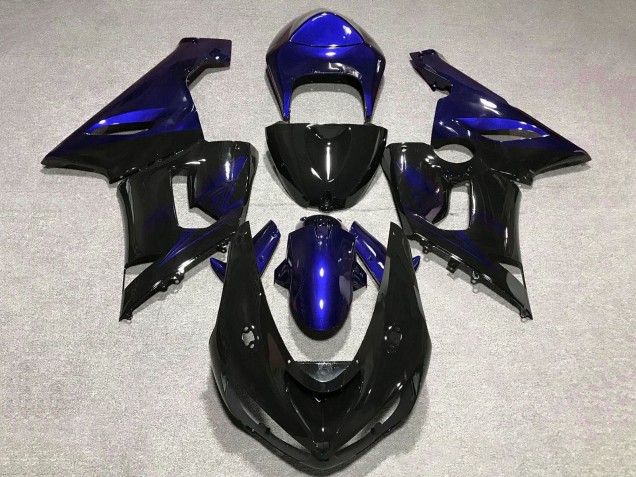 Bleu Noir Brillant Carénages Moto Kawasaki ZX6R 2005-2006
