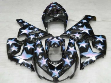 Noir Bleu Blanc Étoile Carénage Moto Kawasaki ZX6R 2005-2006 Pas Chère