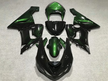 Vert Noir Brillant Carénage Moto Kawasaki ZX6R 2005-2006 Pas Chère