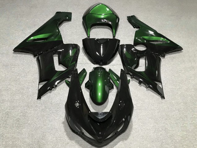 Vert Noir Brillant Carénage Moto Kawasaki ZX6R 2005-2006