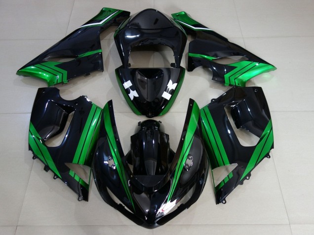 Vert Blanc Noir Brillant Carénage Moto Kawasaki ZX6R 2005-2006