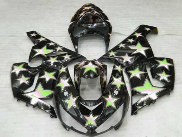 Noir Vert Étoile Carénage Moto Kawasaki ZX6R 2005-2006