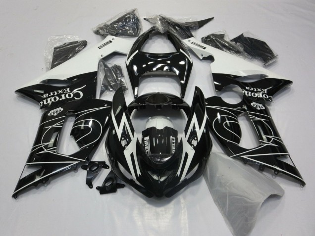 Noir Brillant Blanc Corona Extra Tribal Carénage Moto Kawasaki ZX6R 2005-2006