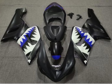 Noir Mat Blanc Bleu Requin Carénage Moto Kawasaki ZX6R 2005-2006 Pas Chère