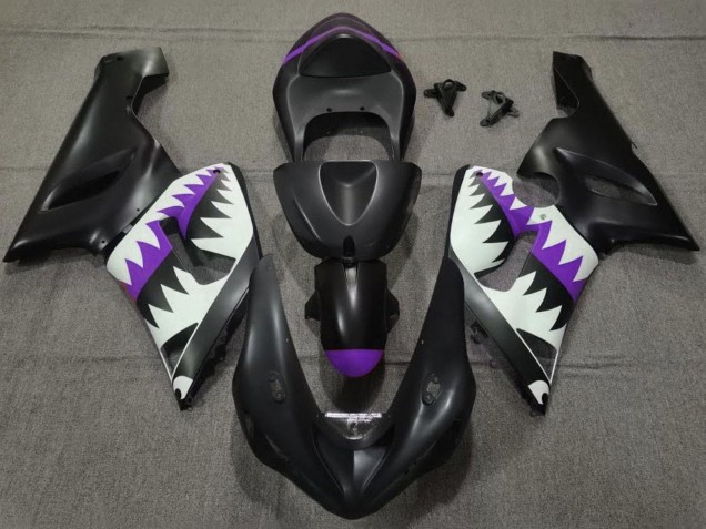 Noir Mat Blanc Violet Requin Carénage Moto Kawasaki ZX6R 2005-2006