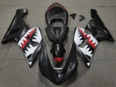 Noir Mat Blanc Rouge Requin Carénage Moto Kawasaki ZX6R 2005-2006 Pas Chère