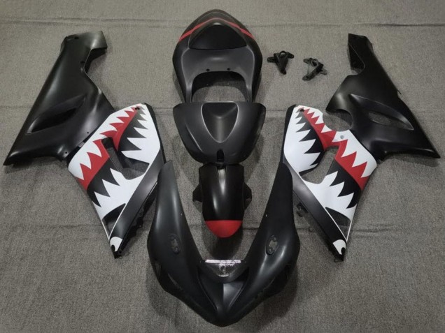 Noir Mat Blanc Rouge Requin Carénage Moto Kawasaki ZX6R 2005-2006