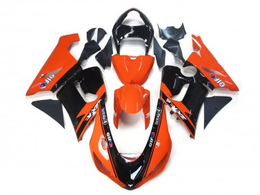 Orange Noir Elf Carénage Moto Kawasaki ZX6R 2005-2006 Pas Chère