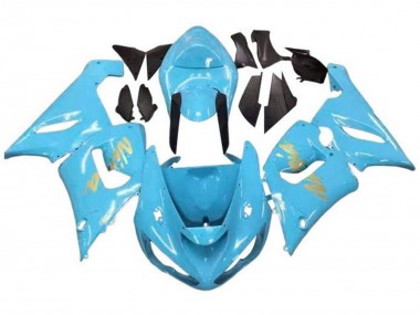 Bleu Clair Or Carénage Moto Kawasaki ZX6R 2005-2006 Pas Chère