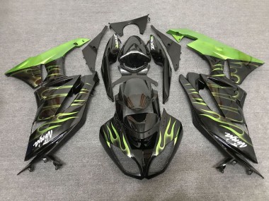 Noir Vert Clair Flamme Carénage Moto Kawasaki ZX6R 2007-2008 Pas Chère