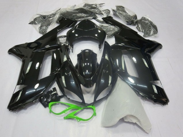 Noir Brillant Vert Néon Carénage Moto Kawasaki ZX6R 2007-2008