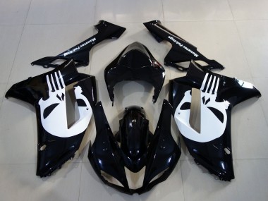 Noir Blanc Crâne Carénage Moto Kawasaki ZX6R 2007-2008 Pas Chère