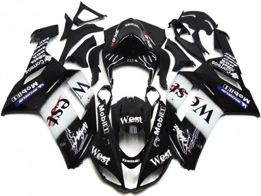 Noir Blanc West Mobil Carénage Moto Kawasaki ZX6R 2007-2008 Pas Chère