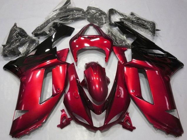 Bonbon Rouge Noir Carénage Moto Kawasaki ZX6R 2007-2008