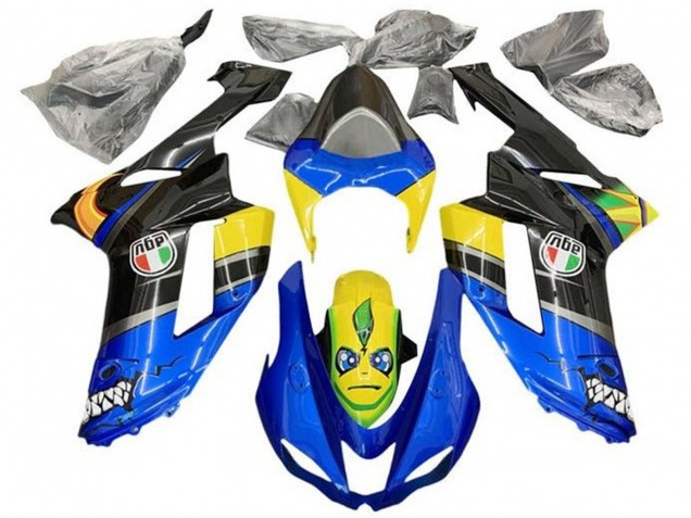 Bleu Noir Jaune Requin Carénage Moto Kawasaki ZX6R 2007-2008