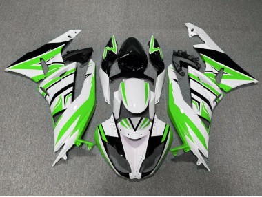 Blanc Vert Noir Carénages Moto Kawasaki ZX6R 2009-2012 Pas Chère