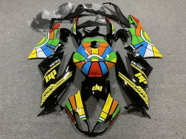 Noir Brillant Multicolore Carénage Moto Kawasaki ZX6R 2009-2012
