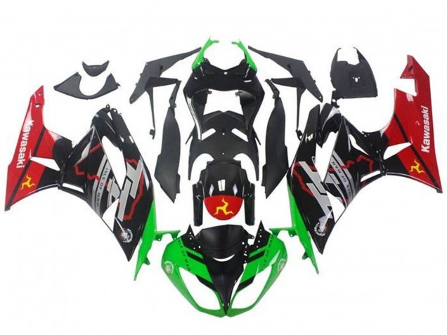 Vert Noir Brillant Rouge Carénage Moto Kawasaki ZX6R 2009-2012