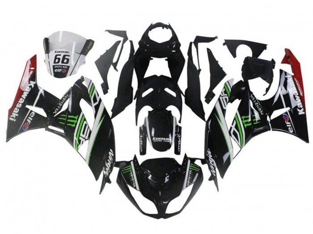 Noir Brillant Blanc Vert Rouge Elf Monstre Carénage Moto Kawasaki ZX6R 2009-2012