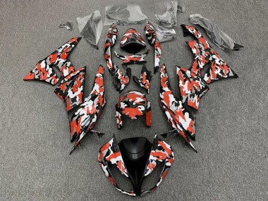 Rouge Blanc Noir Camouflage Carénage Moto Kawasaki ZX6R 2009-2012 Pas Chère
