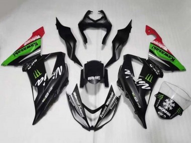 Noir Mat Vert Rouge Blanc Monstre Neige Carénage Moto Kawasaki ZX6R 2013-2018 Pas Chère