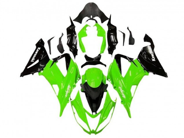Vert Noir Brillant Kits Carénages Moto Kawasaki ZX6R 2013-2018