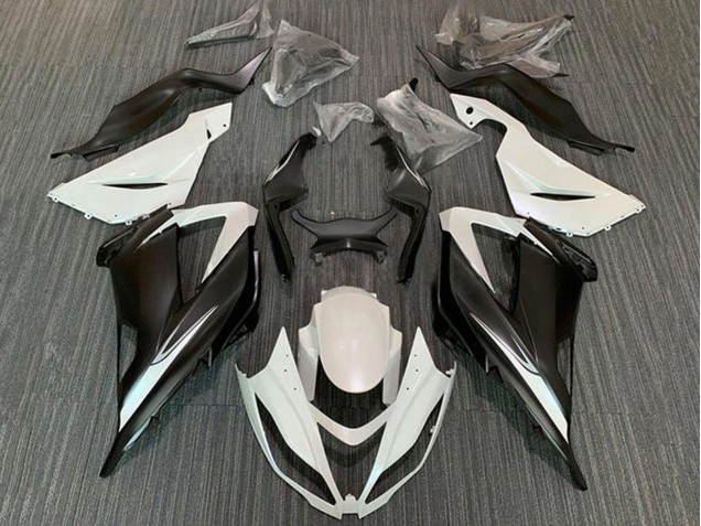Blanc Noir Mat Kits Carénages Moto Kawasaki ZX6R 2013-2018