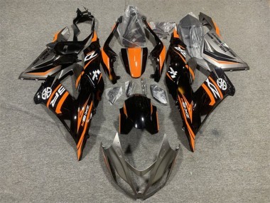 Orange Noir Brillant Carénages Moto Kawasaki ZX6R 2013-2018 Pas Chère