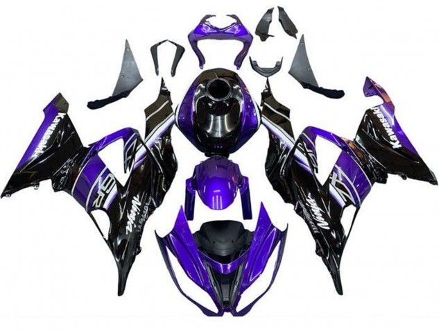 Bleu Noir Brillant Carénages Moto Kawasaki ZX6R 2013-2018