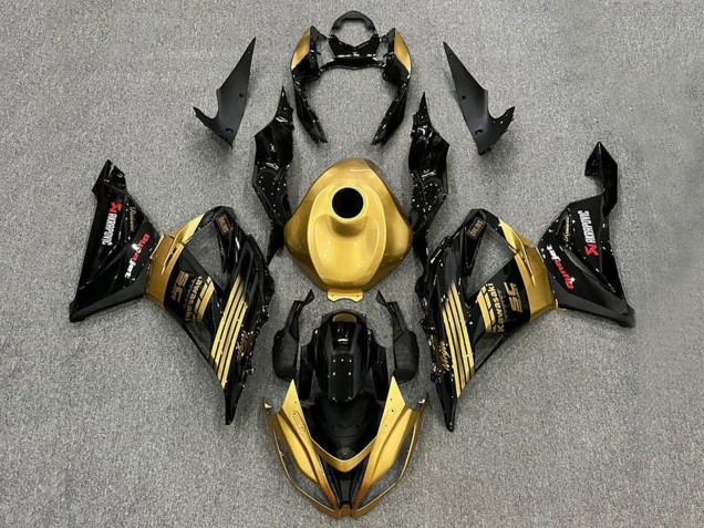 Or Noir Brillant Carénage Moto Kawasaki ZX6R 2013-2018