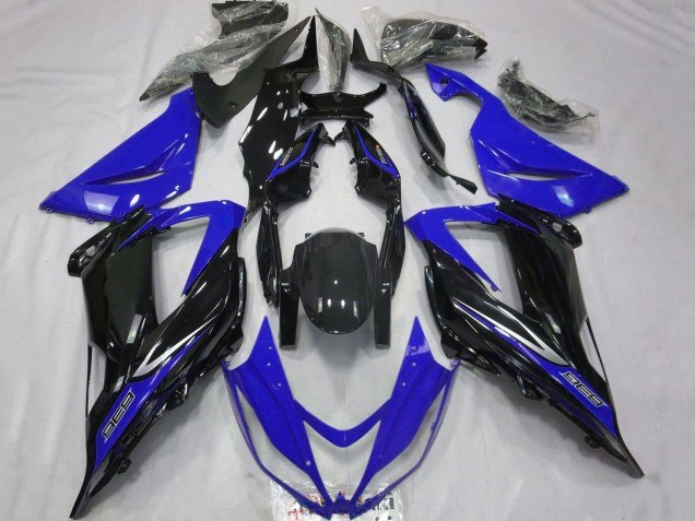 Bleu Noir Brillant Carénage Moto Kawasaki ZX6R 2013-2018
